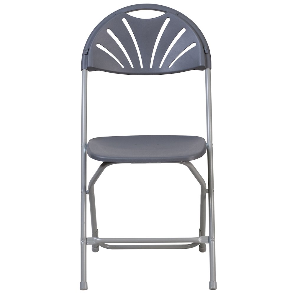 2 Pack HERCULES Series 650 lb. Capacity Charcoal Plastic Fan Back Folding Chair