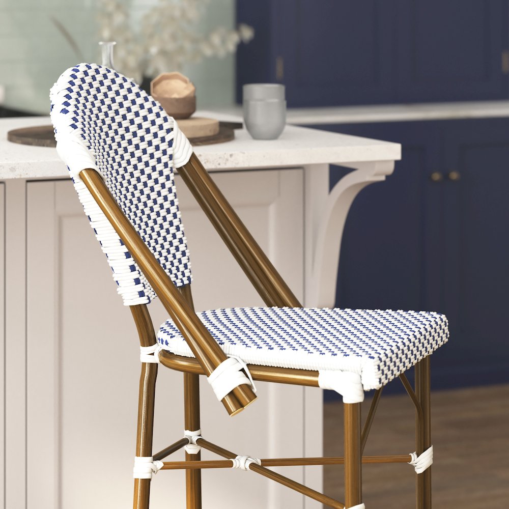 2PK White/Navy - Paris Stool