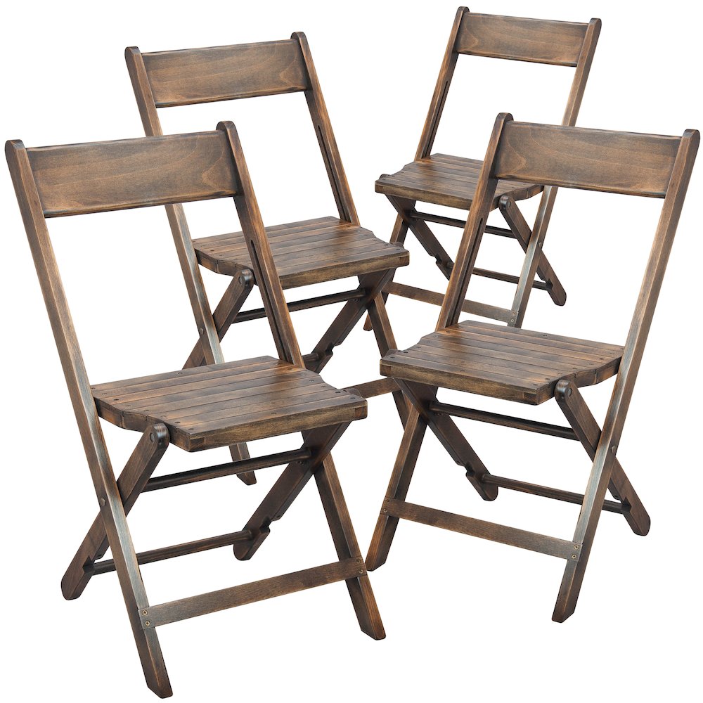 Wooden Folding Chair with Slatted Seat and Beechwood Frame, Antique Black