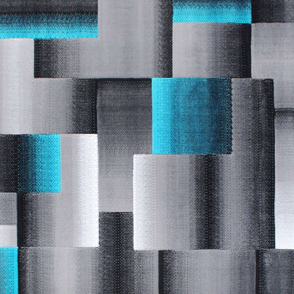 5' x 7' Turquoise Color Blocked Area Rug - Olefin Rug