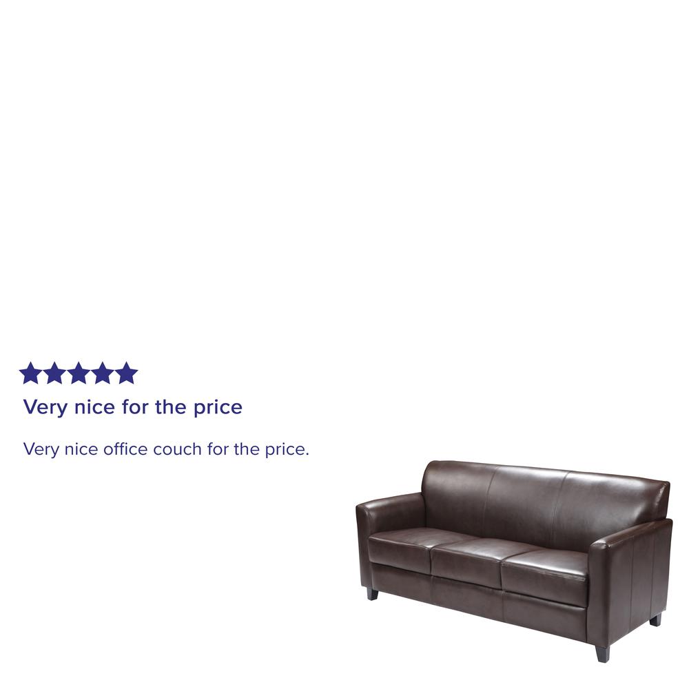 Brown LeatherSoft Sofa with Clean Line Stitched Frame