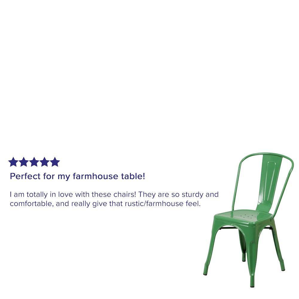 Commercial Grade Green Metal Indoor-Outdoor Stackable Chair