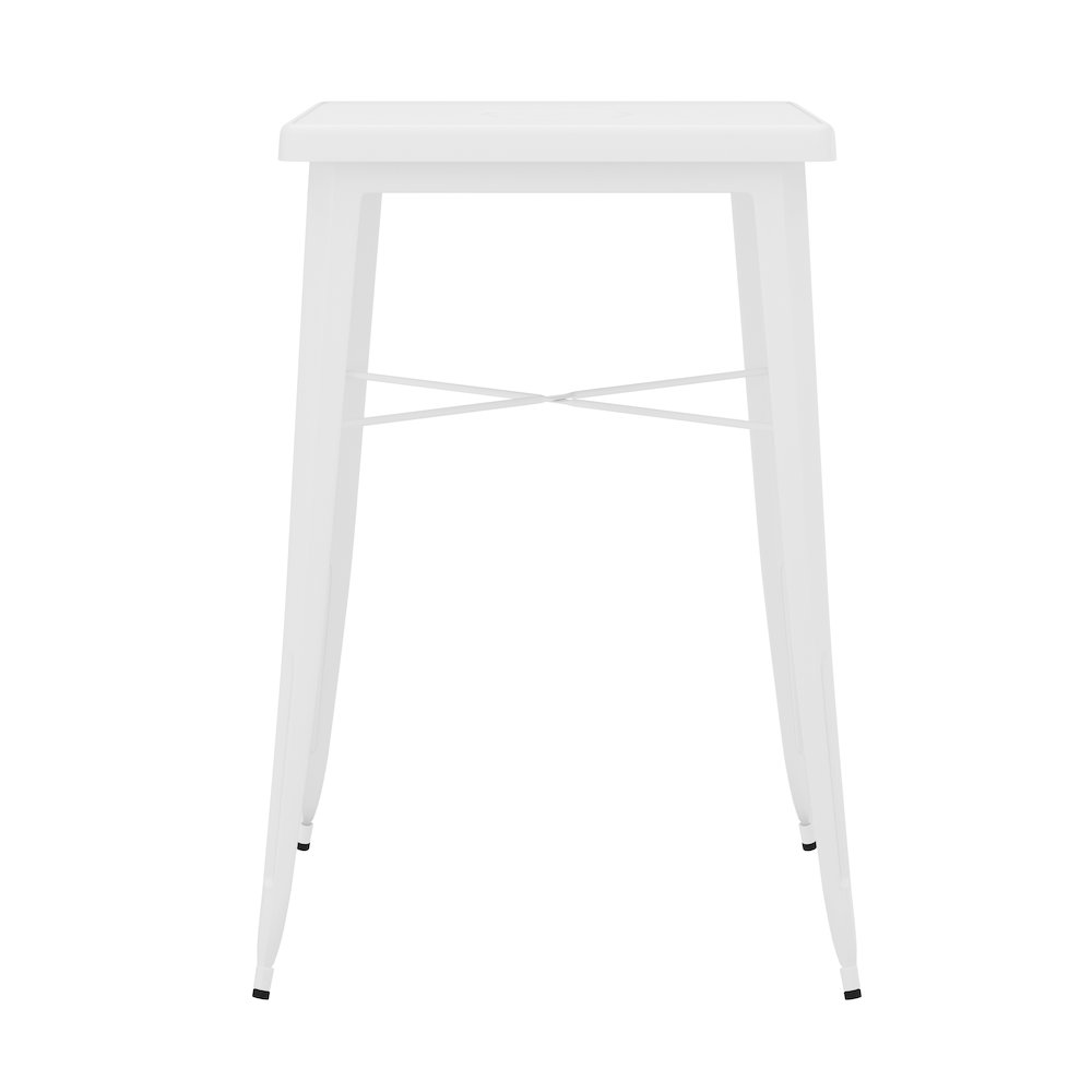 Commercial Grade 23.75" Square White Metal Indoor-Outdoor Bar Height Table