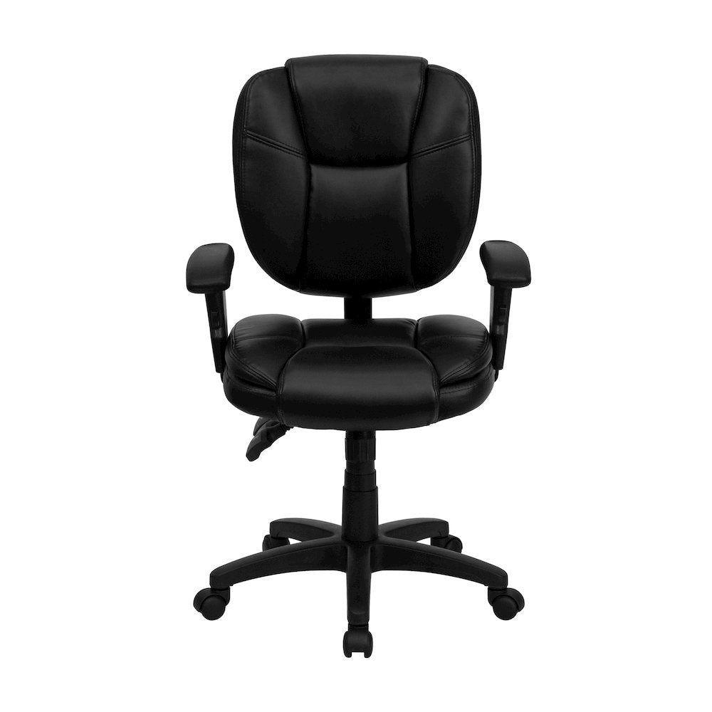Mid-Back Black Multifunction Swivel Task Office Chair and Arms