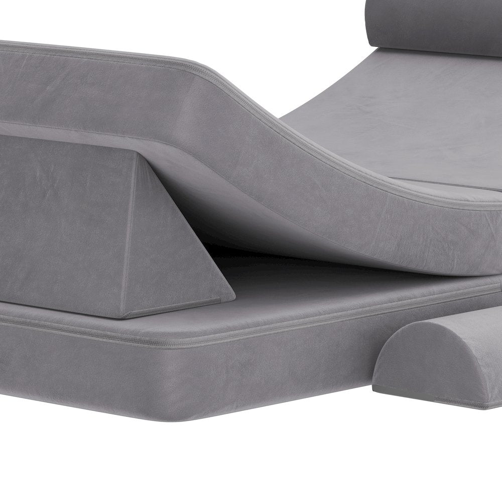 56" Modular Kids Play Couch with 6 Soft Foam Sectional Sofa Pieces in Gray