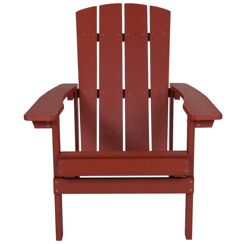 Commercial All-Weather Poly Resin Wood Adirondack Chair in Red