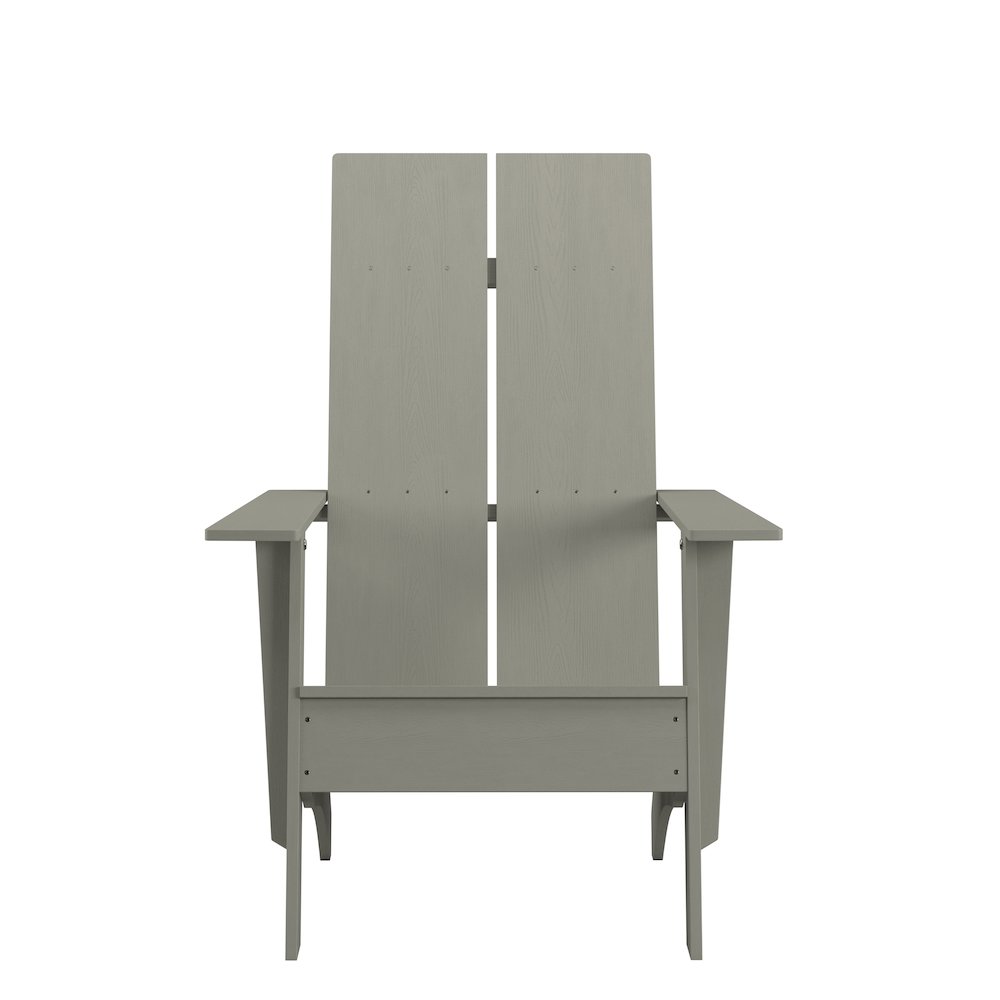 Modern Commercial All-Weather Poly Resin Wood Adirondack Chair in Gray