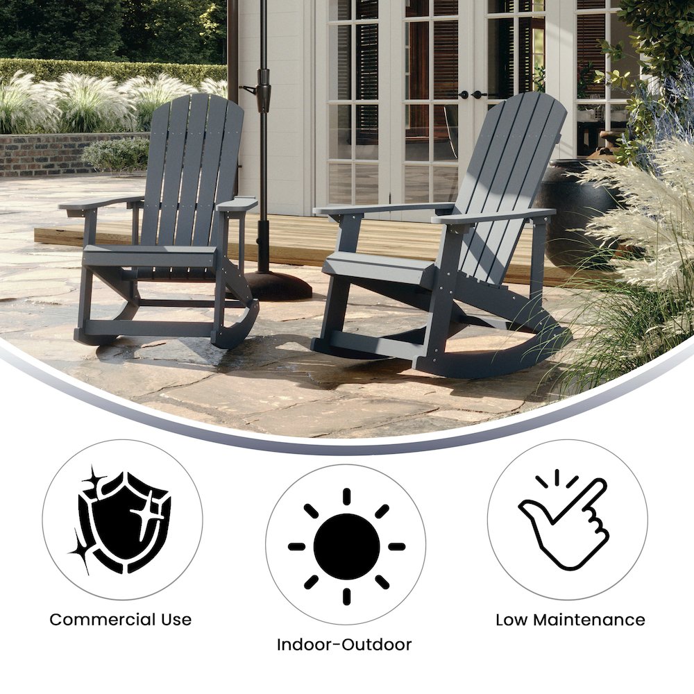 Adirondack Rocking Chair with Rust Resistant Stainless Steel Hardware in Gray