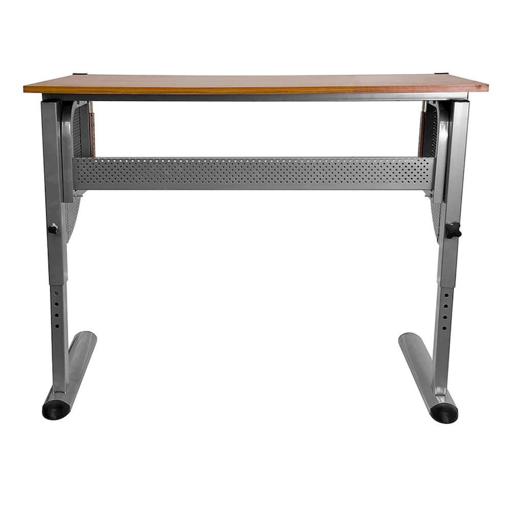 Adjustable Drawing and Drafting Table with Pewter Frame
