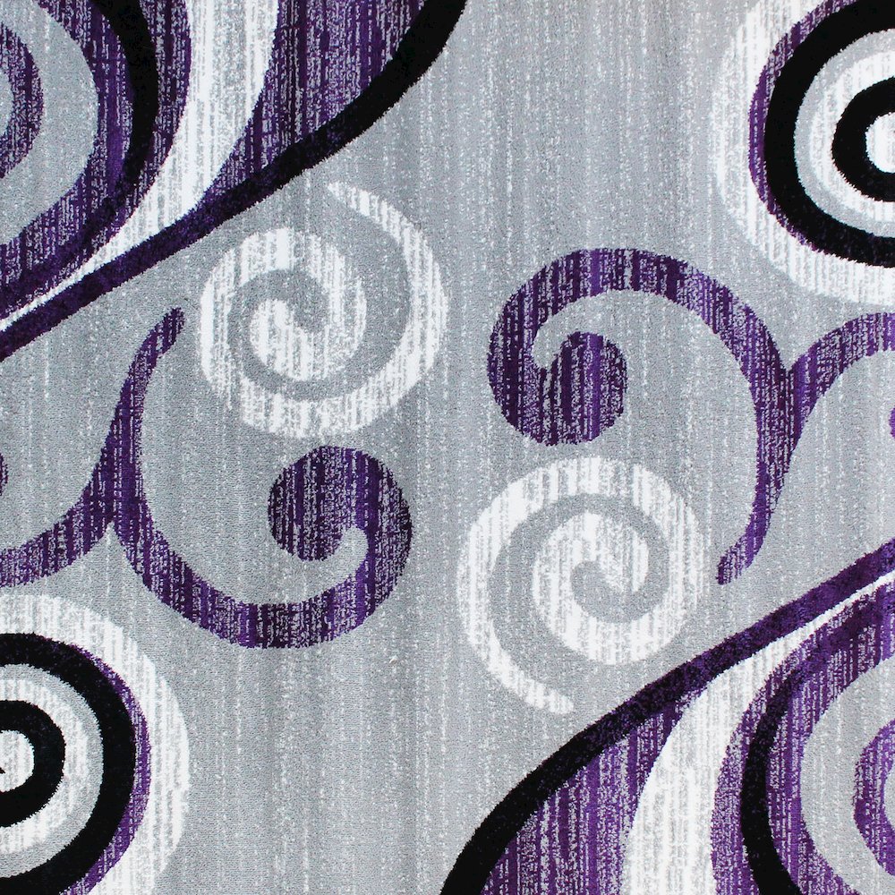 2' x 11' Purple Abstract Area Rug - Olefin Rug with Jute Backing