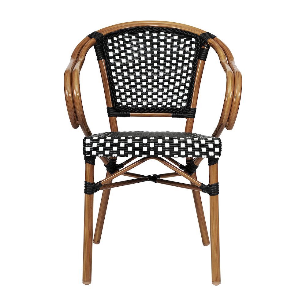 Classic Commercial Grade Bistro Chair, Black & White/Natural Frame