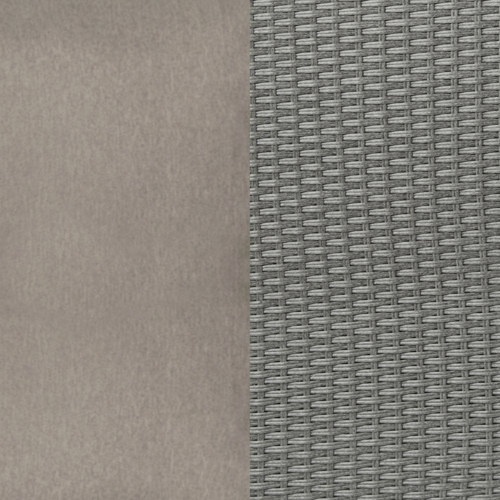 Modular Loveseat Sofa Set with Table and Ottomans, Gray Cushions and Gray Rattan