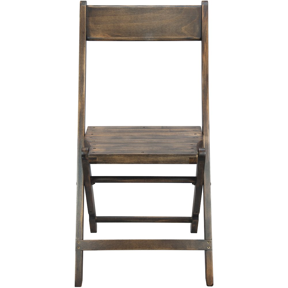 2-Pack Slatted Wood Folding Special Event Chair - Antique Black