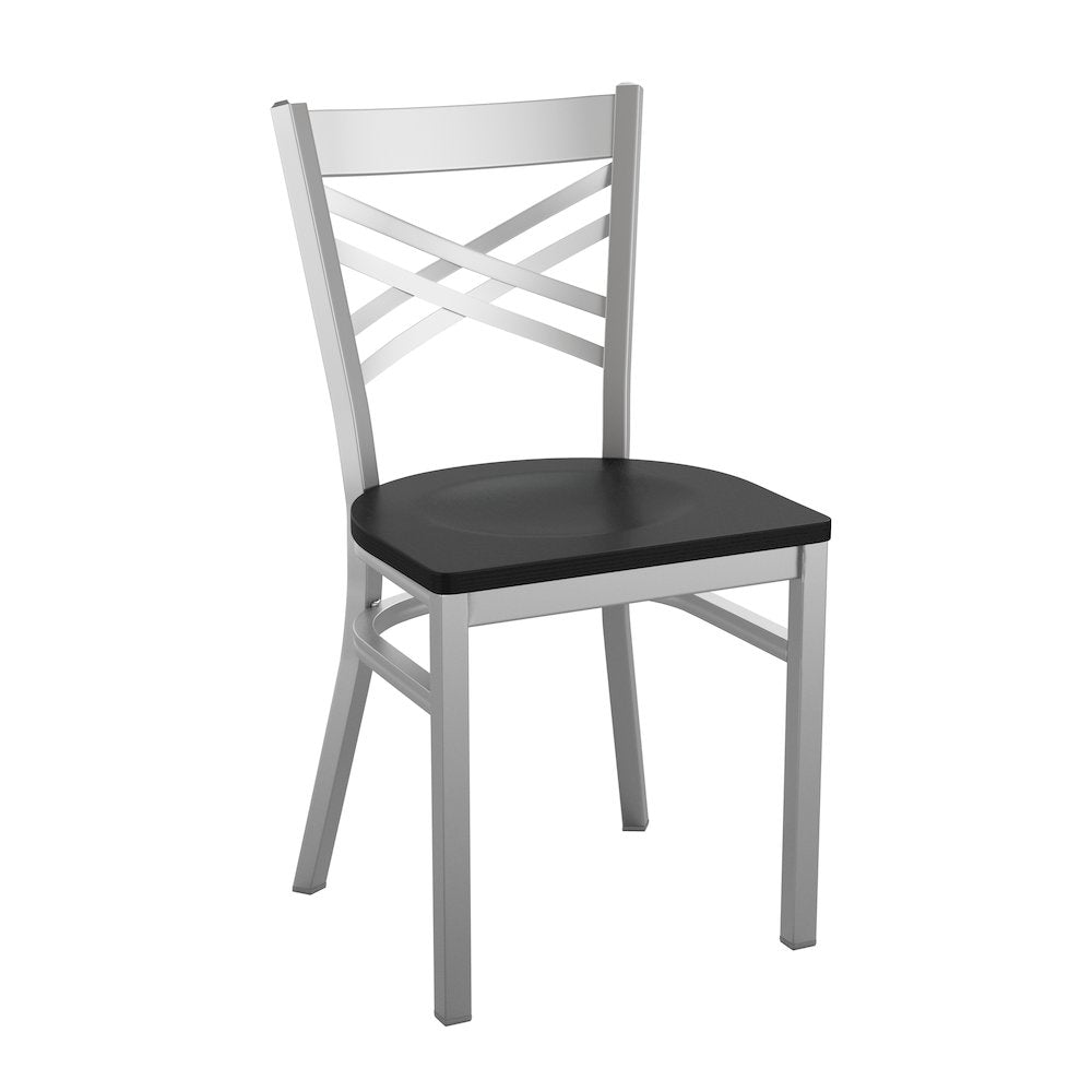 'X'' Back Metal Restaurant Chair - Black Wood Seat