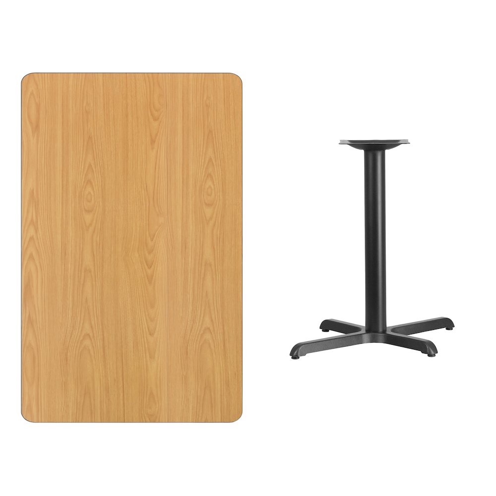 30'' x 48'' Rectangular Natural Table Top with 23.5'' x 29.5'' Table Height Base