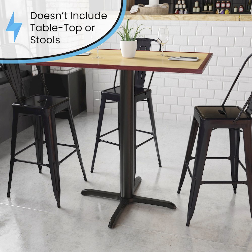 33'' x 33'' Restaurant Table X-Base with 4'' Dia. Bar Height Column