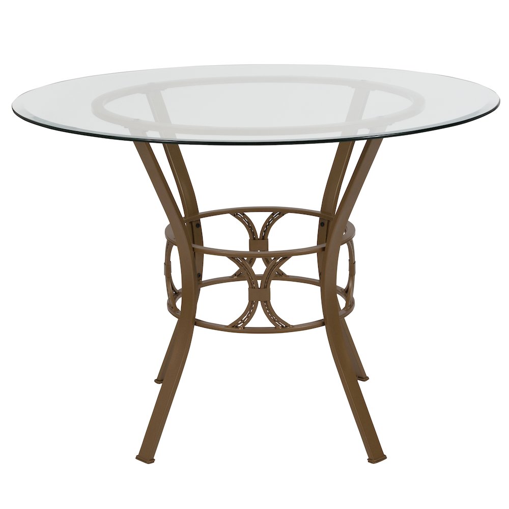 42'' Round Glass Dining Table with Matte Gold Metal Frame