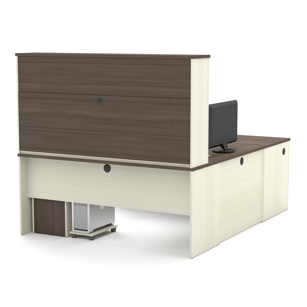72W U-Shaped Executive Desk with 2 Pedestals and Hutch
