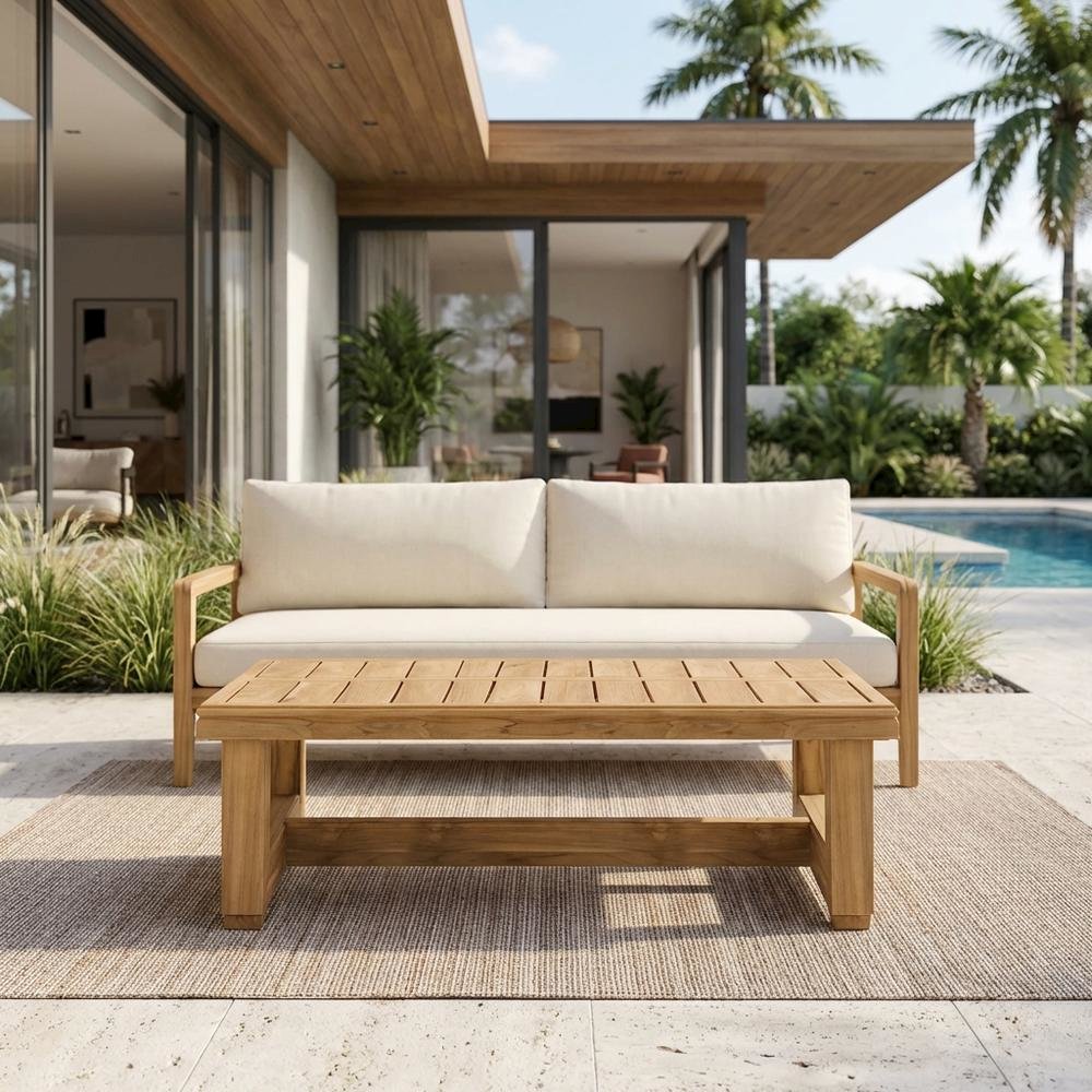 Teak Coffee Table For Outdoor Lounge Spaces With Durable Wood Finish