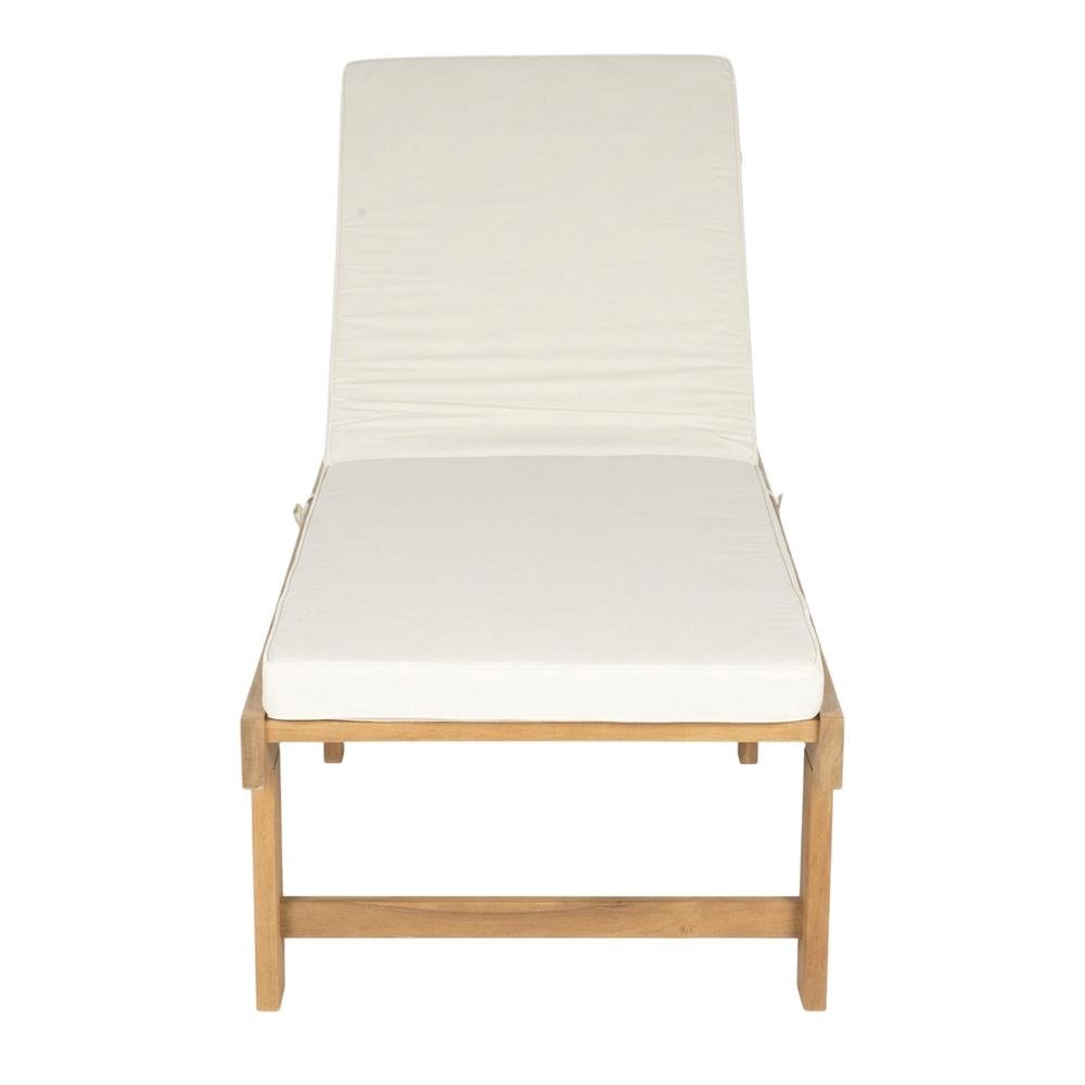 Outdoor Lounge Chair In Natural Acacia With Brass Metal Finish