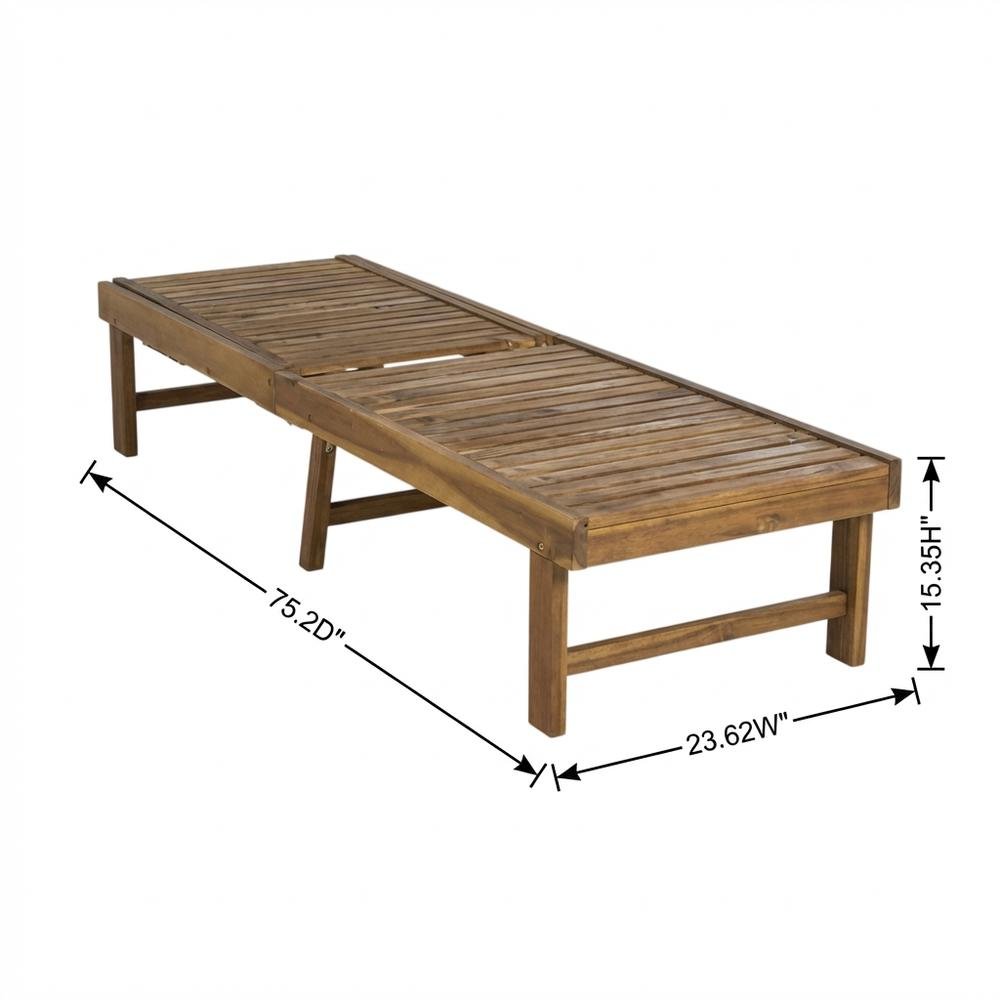 Outdoor Lounge Chair With Acacia Wood And Silver Metal Finish