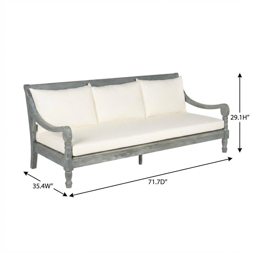 Outdoor Ash Grey Daybed With Polyester Upholstery And Galvanized Steel Frame