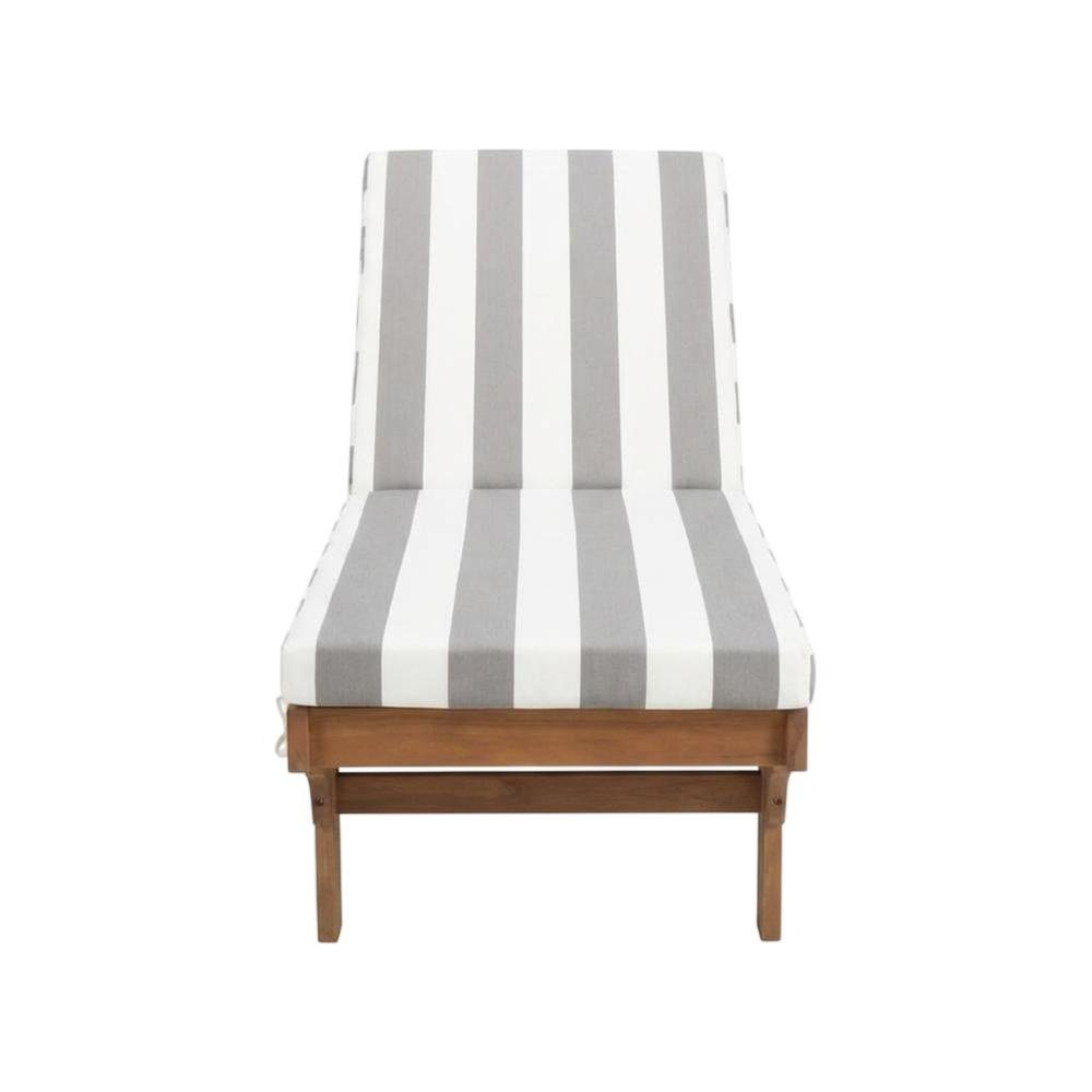 Outdoor lounge chair with side table in eucalyptus wood and foam padding