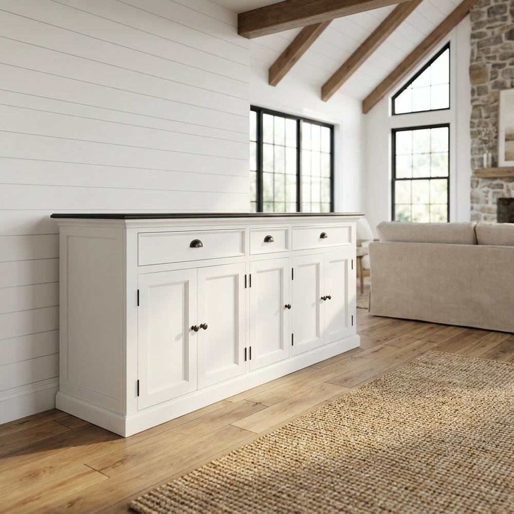 Mahogany Veneer Kitchen Buffet with Five Doors and Three Drawers with Storage