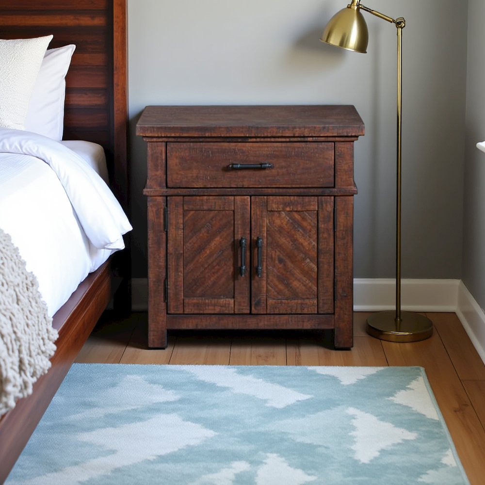 Brown 2-Drawer Wood Nightstand with Modern Design for Bedroom Storage