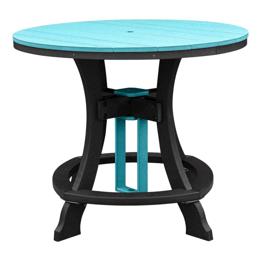 Aruba Blue Counter Height Round Table With Black Base For Outdoor Dining