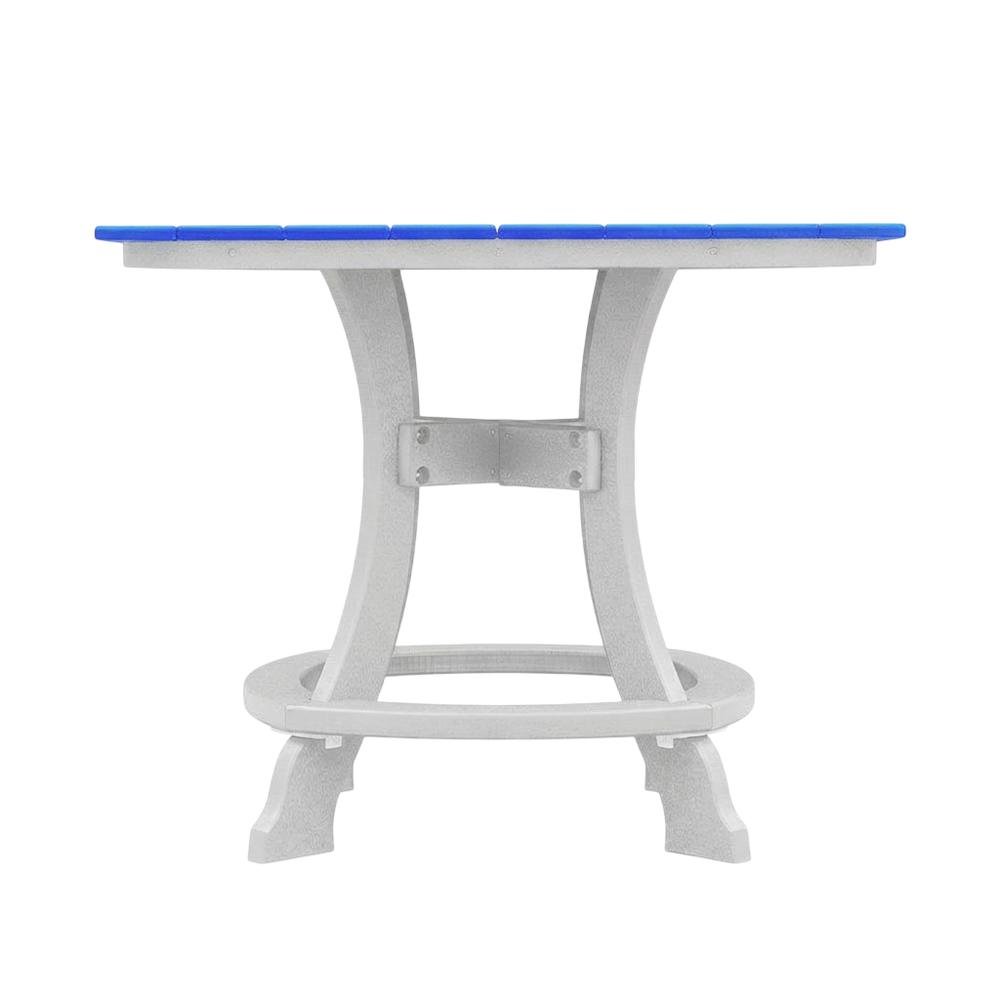 Blue Outdoor Counter Height Square Table, White Base, Polyethylene Construction