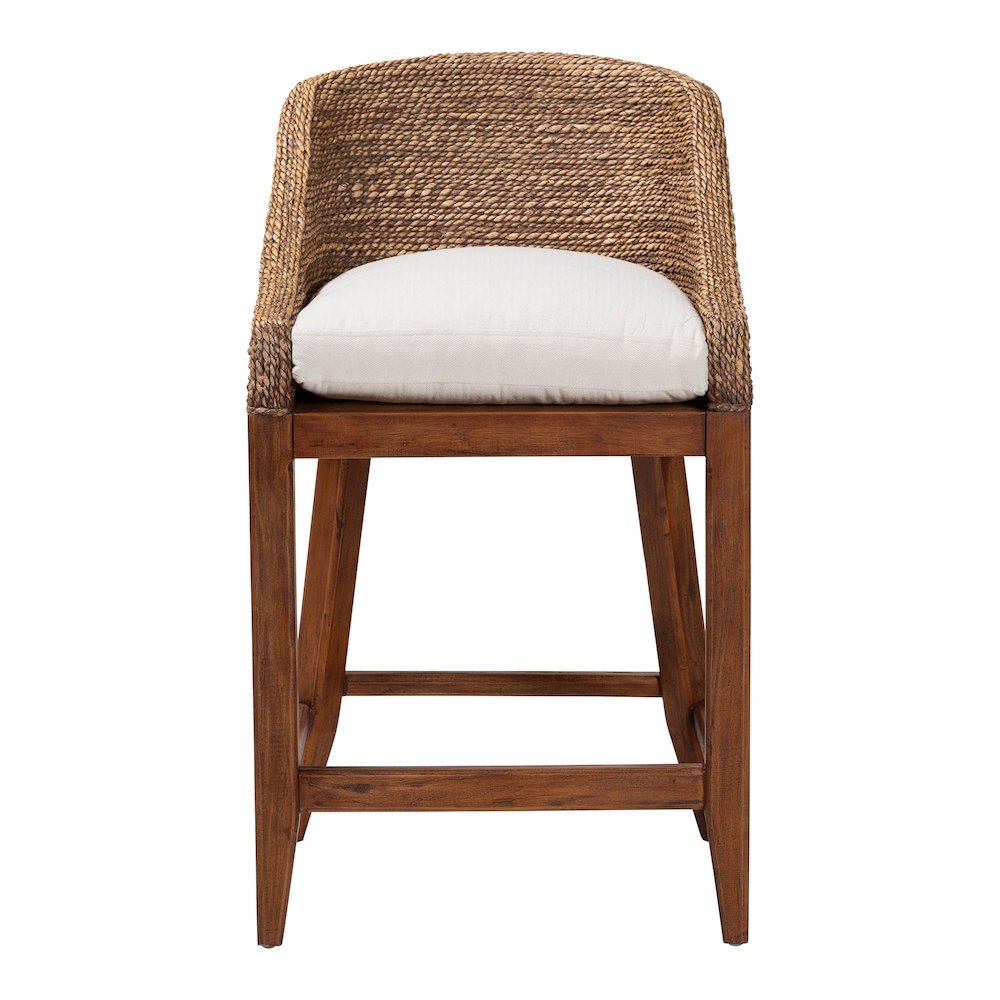 Seagrass Counter Stool with Mahogany Wood Frame, Brown Wash
