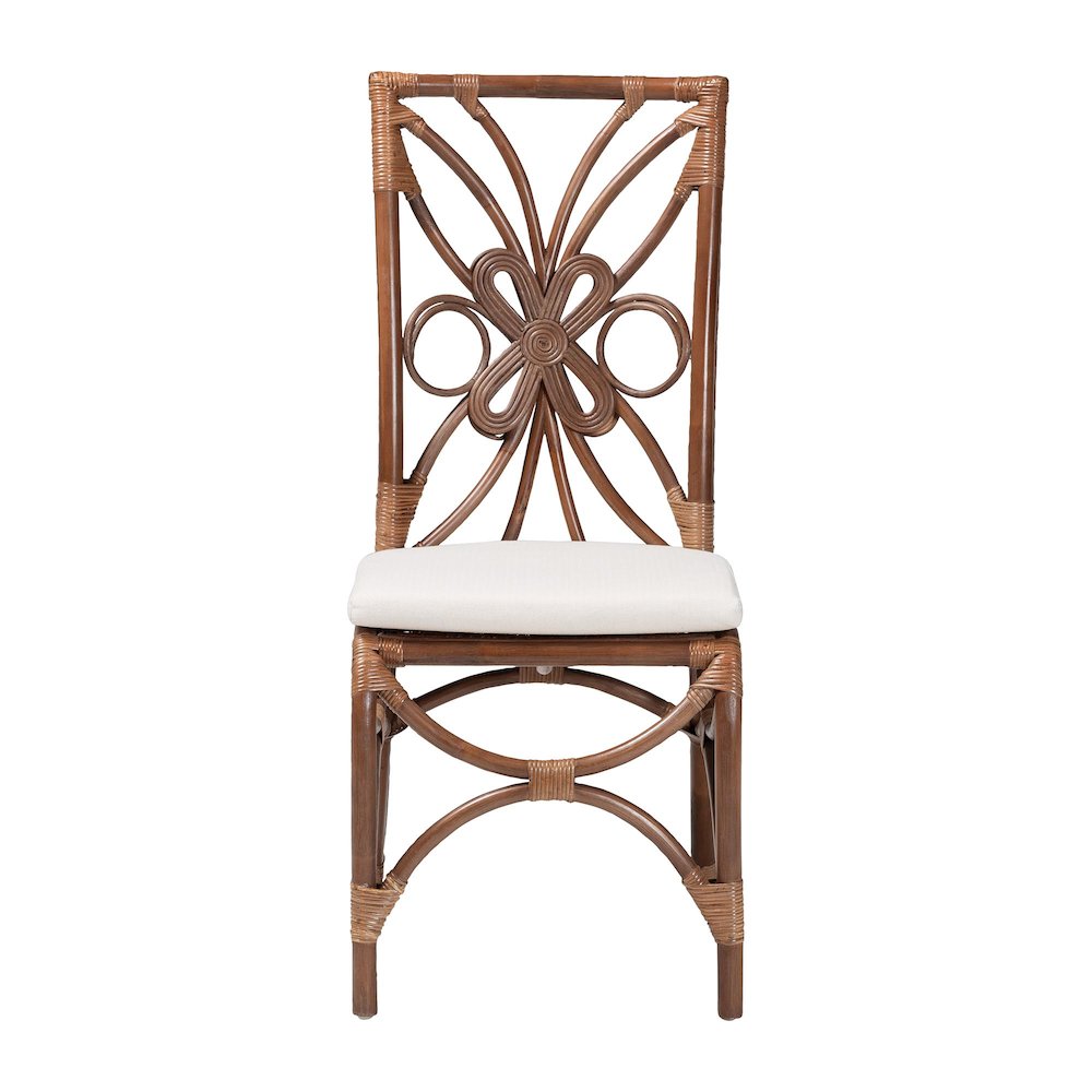 Dining Chair with Decorative Backrest and Cushioned Seat