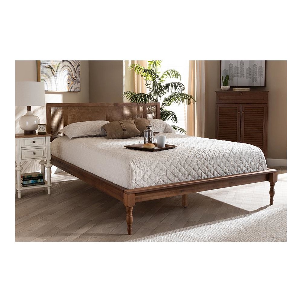 Synthetic Rattan King Size Platform Bed