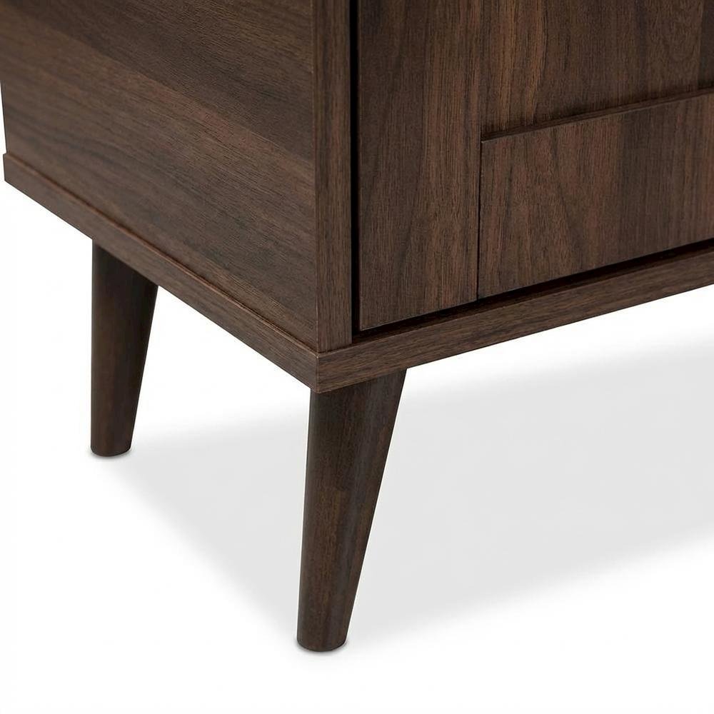 Mid-Century Modern Walnut Brown Shoe Storage Cabinet with 2 Doors