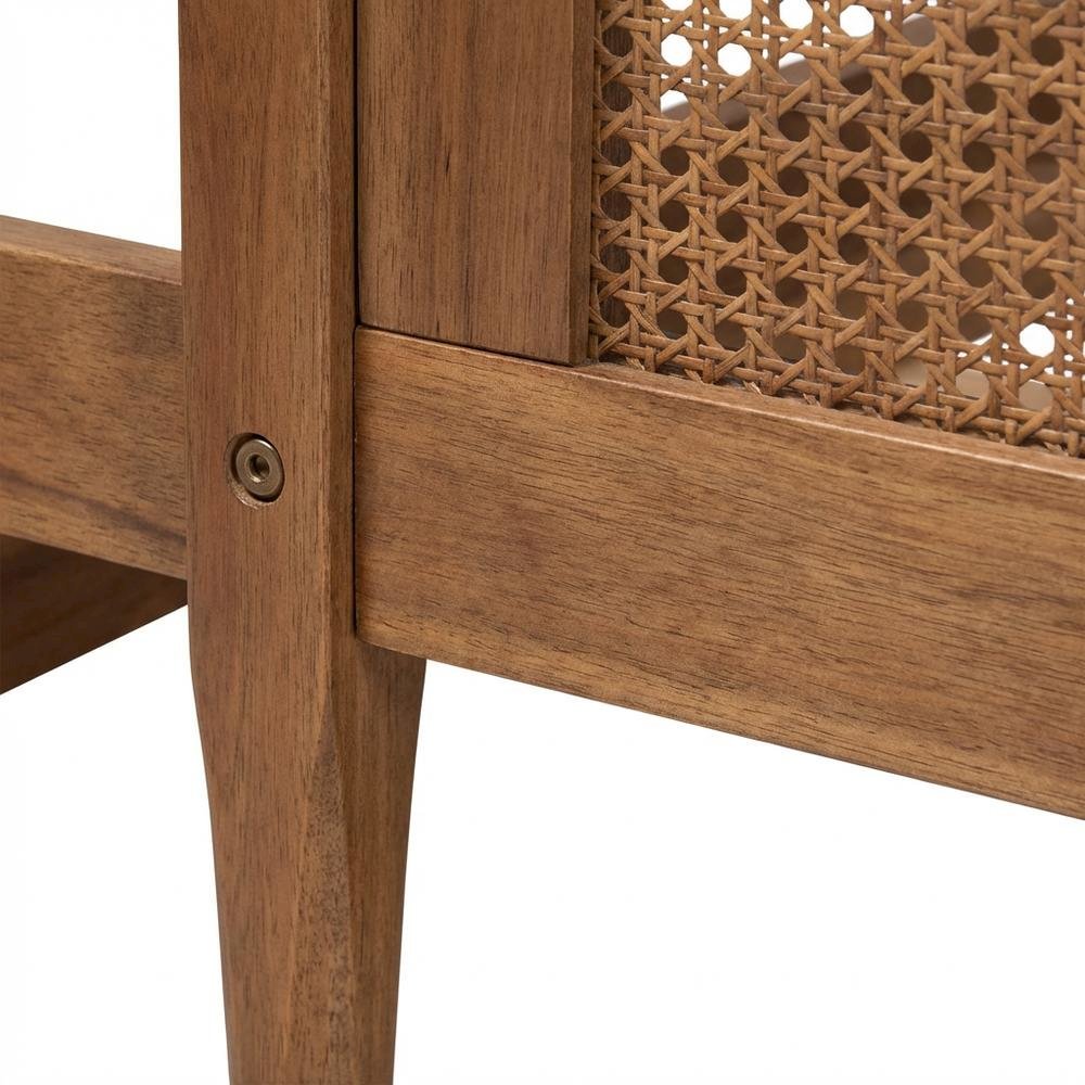 French Provincial Ash Walnut Daybed with Synthetic Rattan Frame