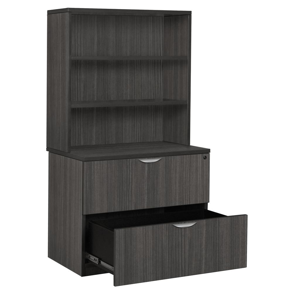 Legacy Lateral File with Open Hutch- Ash Grey