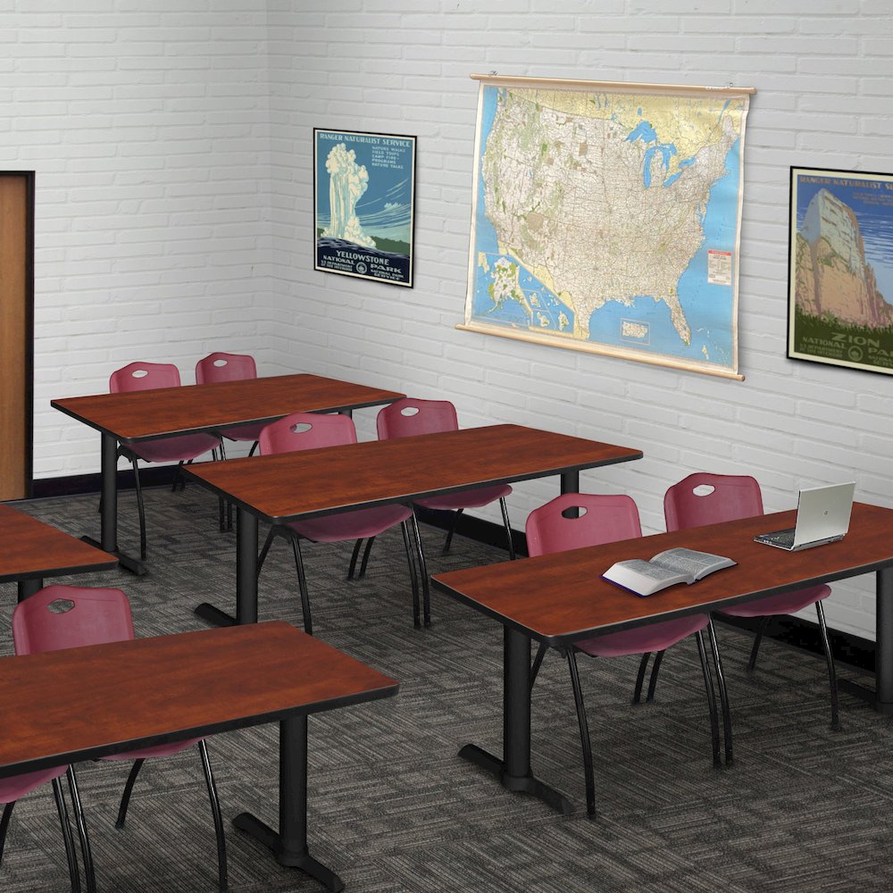 60 x 24 in. Steel T-Base Training Seminar Table- Cherry