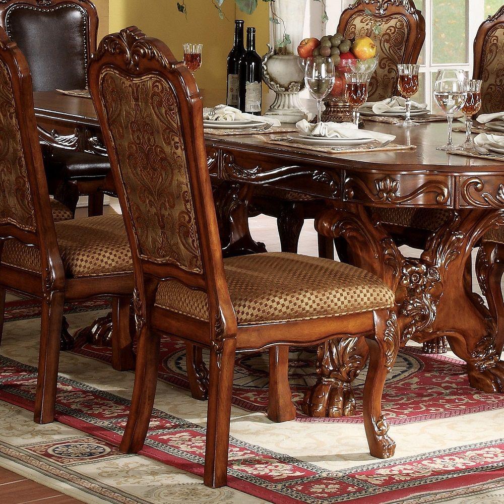 Dresden Side Chair (Set-2), Fabric & Cherry Oak