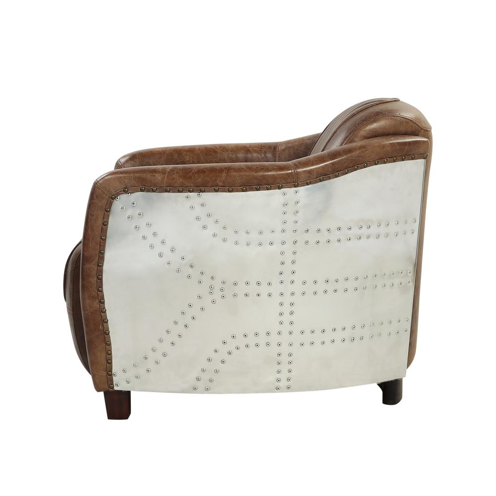 Brancaster Chair, Retro Brown Top Grain Leather & Aluminum