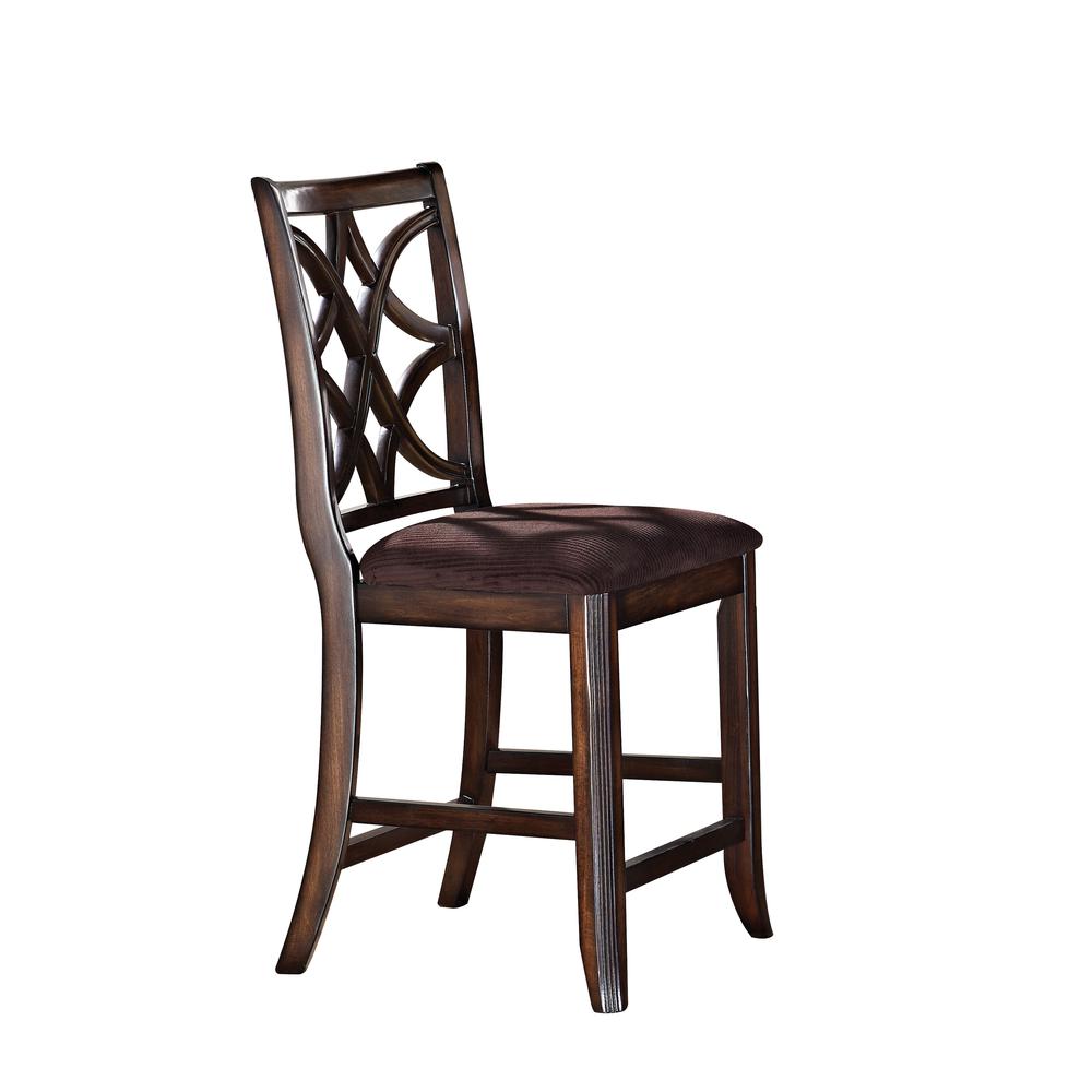 Keenan Arm Chair (Set-2), Brown Microfiber & Dark Walnut