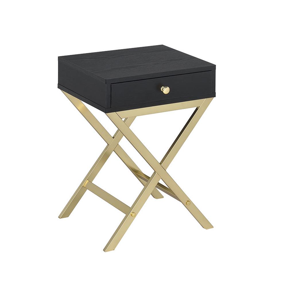 Coleen Accent Table, Black & Brass