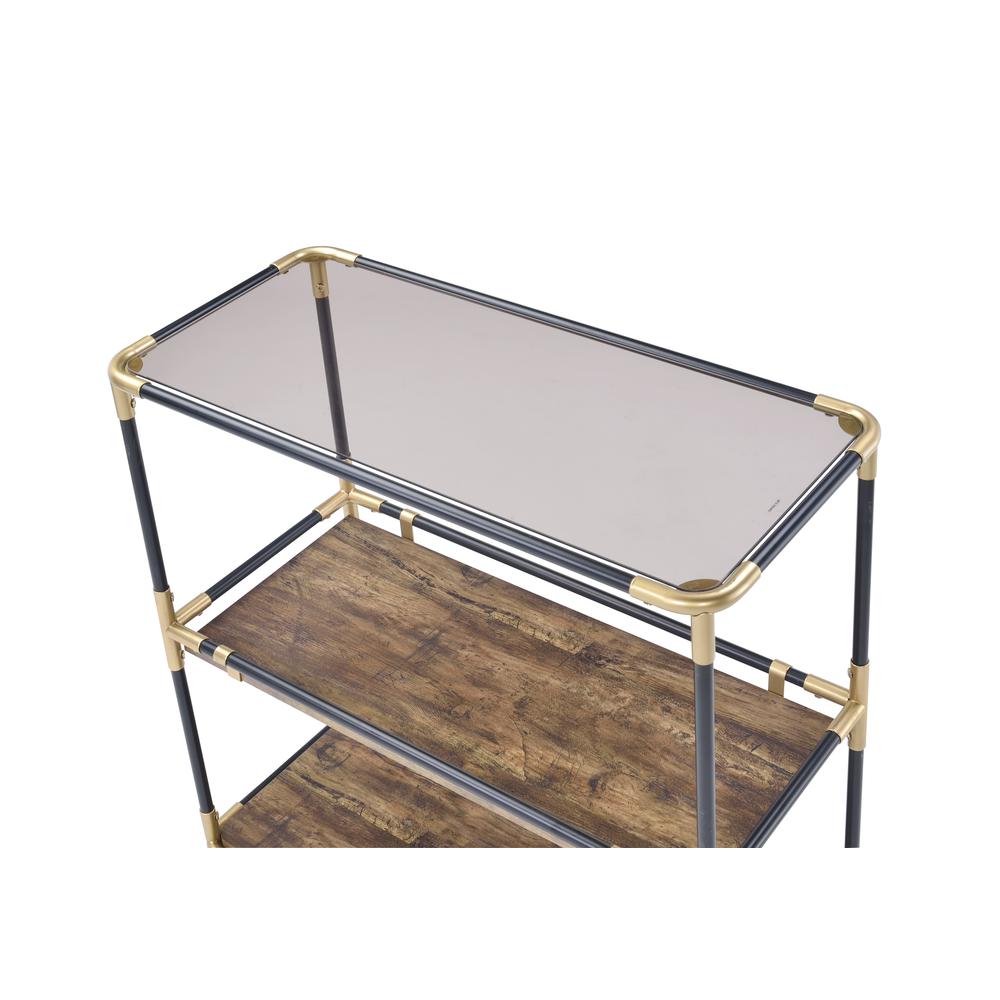 Heleris Console Table, Black/Gold & Smoky Glass