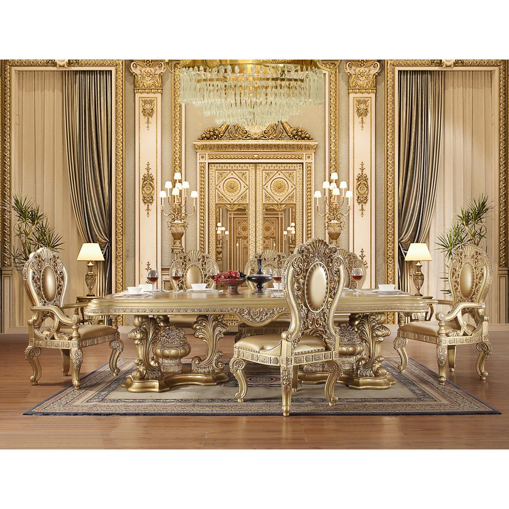 Seville Side Chair (Set-2), Leatherette & Gold