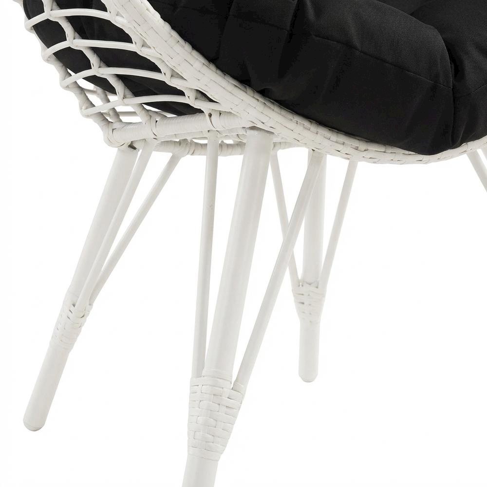Black Patio Lounge Chair With Wicker Accents For Outdoor Comfort