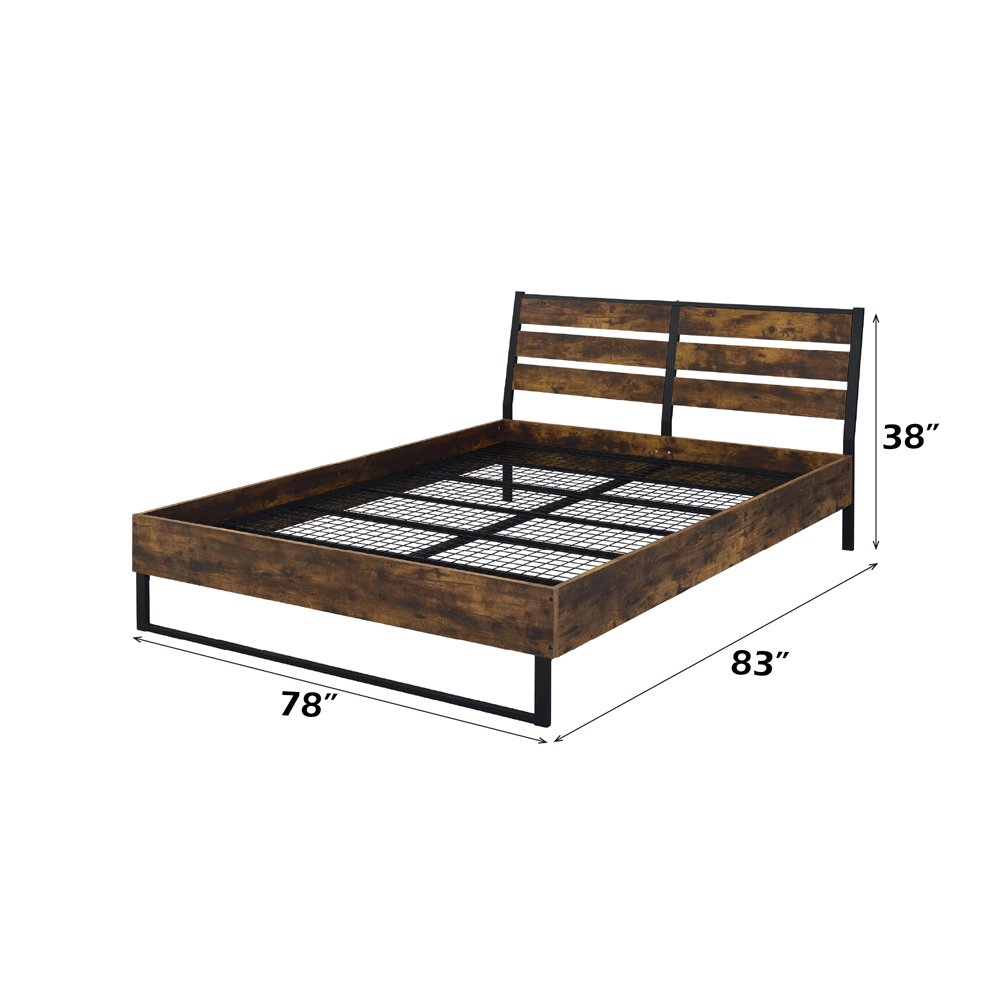 Juvanth Eastern King Bed, Rustic Oak & Black