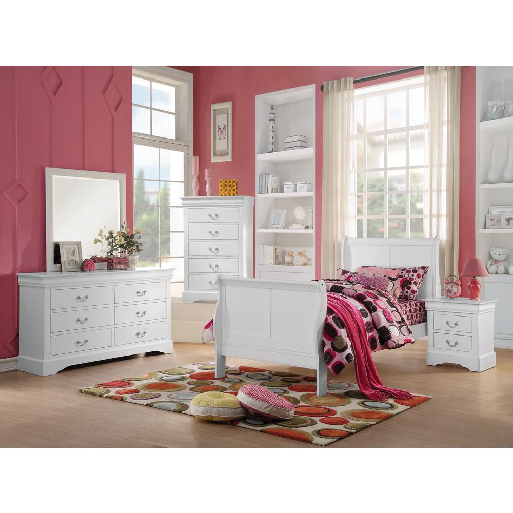 Louis Philippe III Twin Bed, White