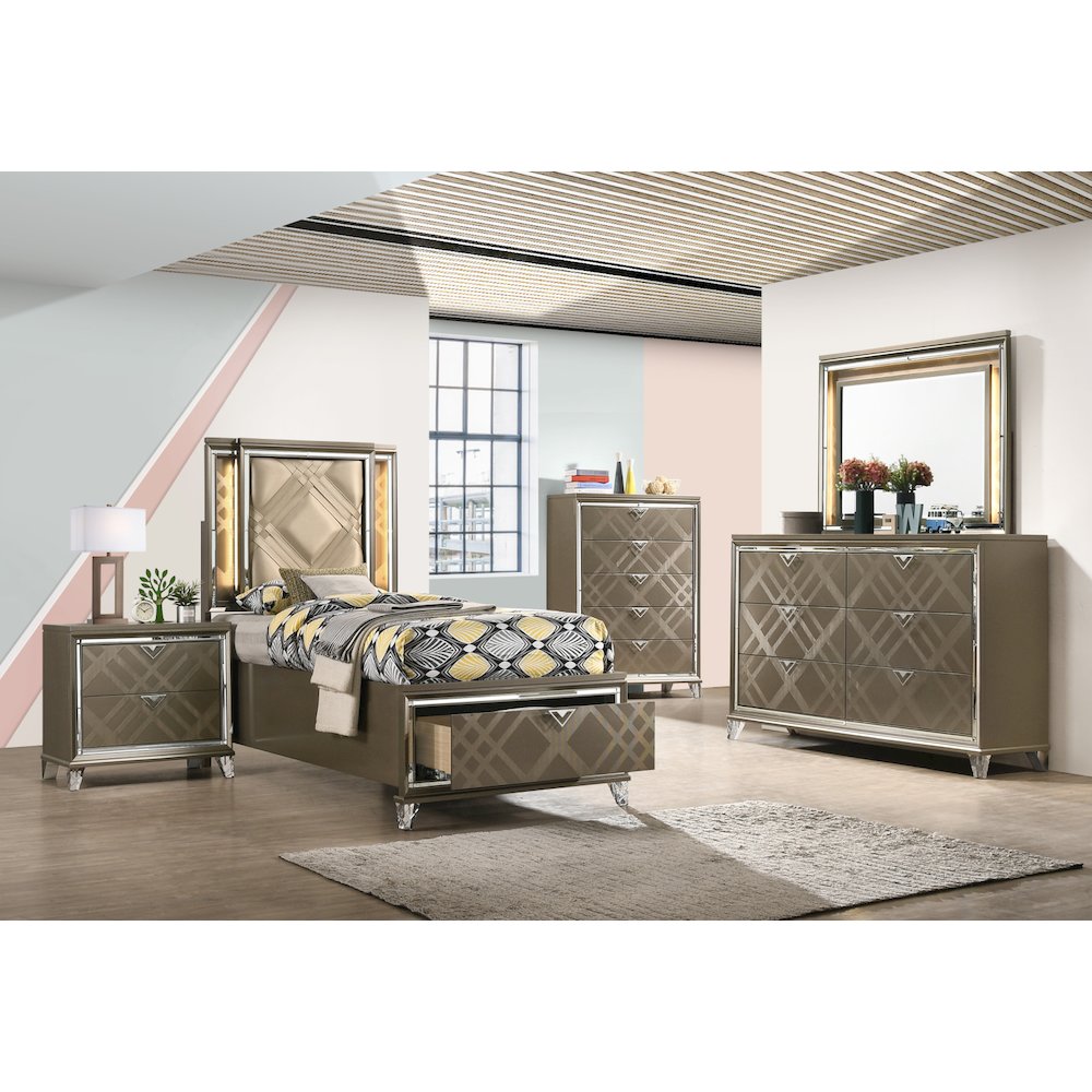 Skylar Nightstand, Dark Champagne