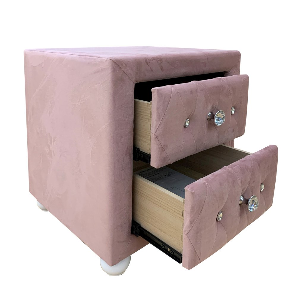 Reggie Nightstand, Pink Fabric