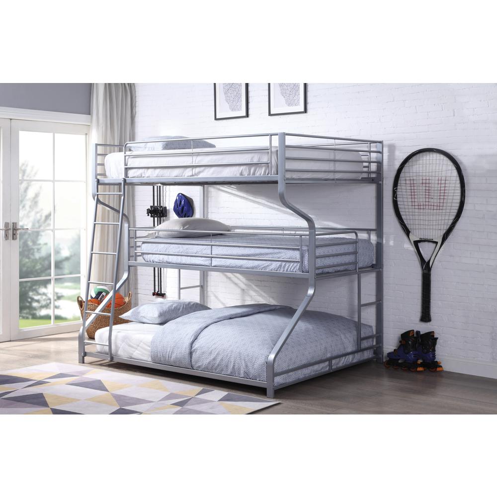 Caius II Triple Bunk Bed (F/T/Q), Silver